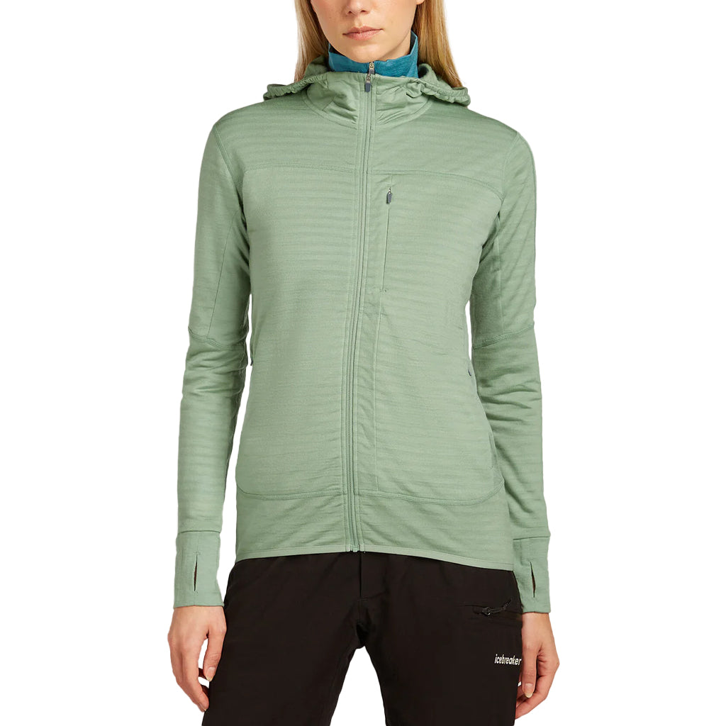 ICEBREAKER WS DESCENDER LS ZIP HOOD-SEAGLASS