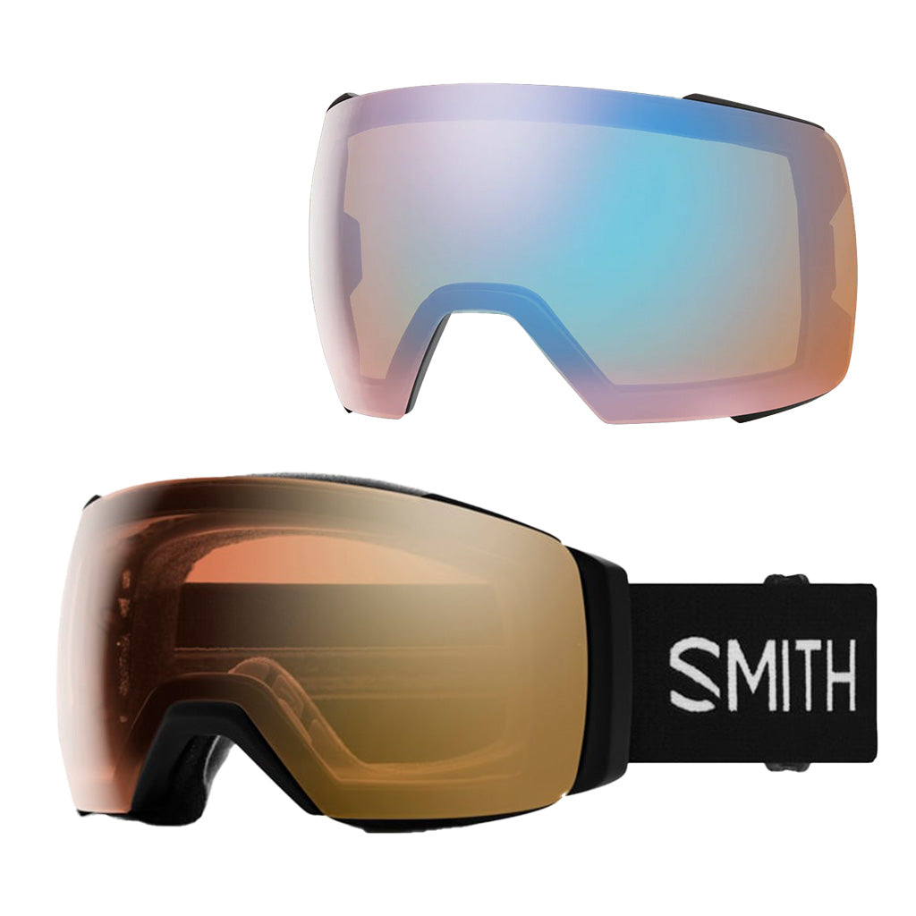 SMITH I/O MAG XL LOW BRIDGE BLACK PHOTOCHROMATIC GOLD MIRROR + BLUE SENSOR