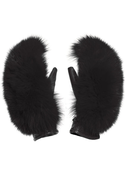 GOLDBERGH HANDO REAL FUR MITTENS BLACK