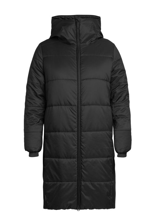 ICEBREAKER WS COLLINGWOOD MERINO  HOODED COAT - BLACK