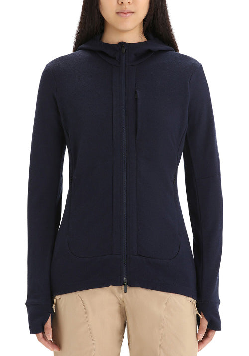 ICEBREAKER WS QUANTUM III LS ZIP HOODIE - MIDNIGHT NAVY