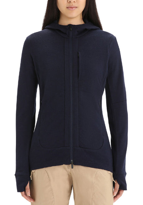 ICEBREAKER WS QUANTUM III LS ZIP HOODIE - MIDNIGHT NAVY