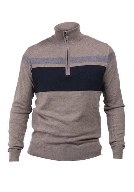 KJUS MS STRIPE SWEATER -ALMOND