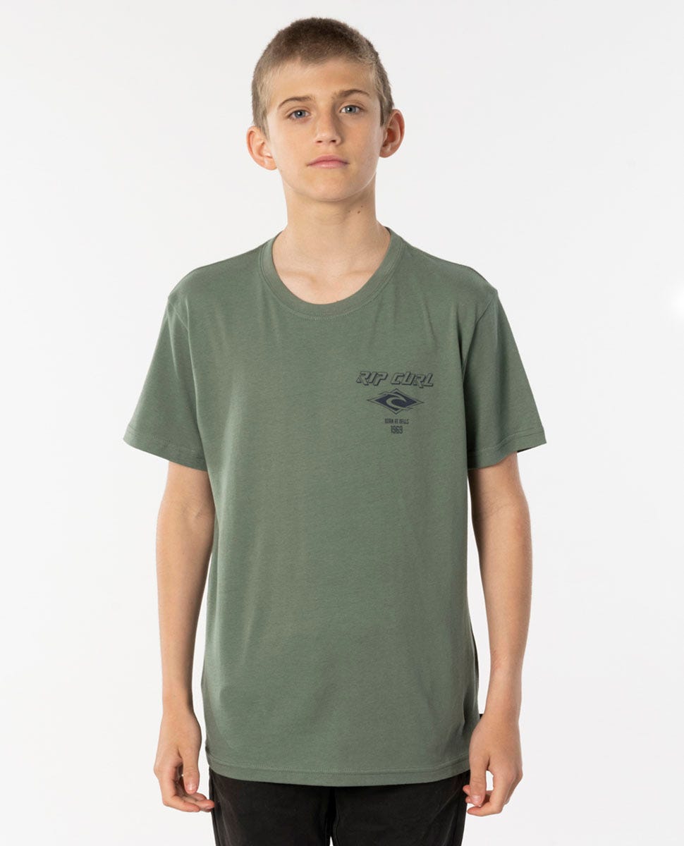 RIPCURL FADE OUT ICON BOYS TEE MID GREEN