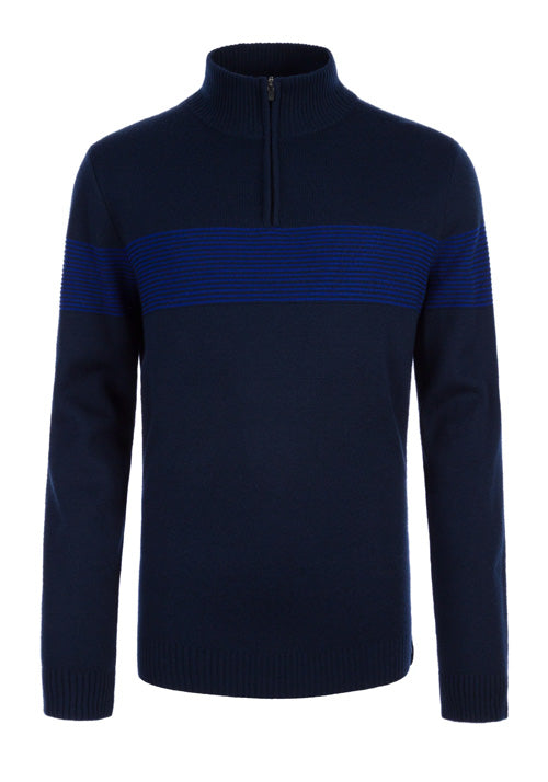 MEISTER MS AARON 1/2 ZIP KNIT - DEEP NAVY/PRISM