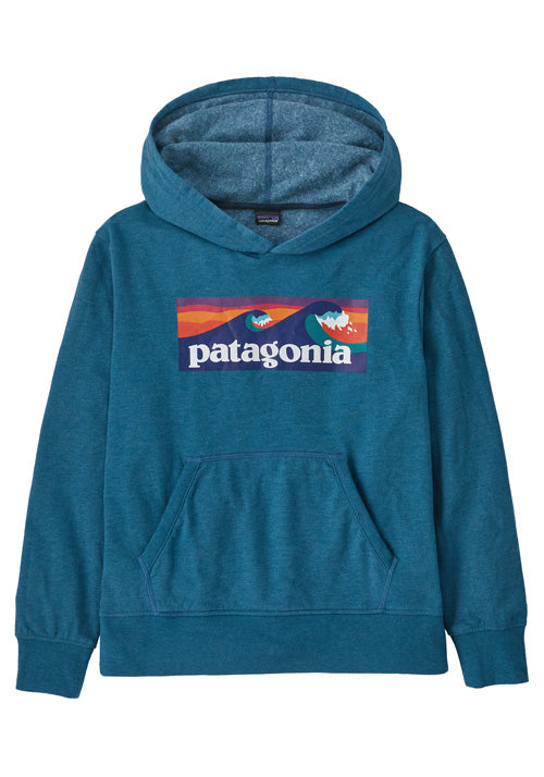 PATAGONIA JNR LW GRAPHIC HOODY - WAVY BLUE