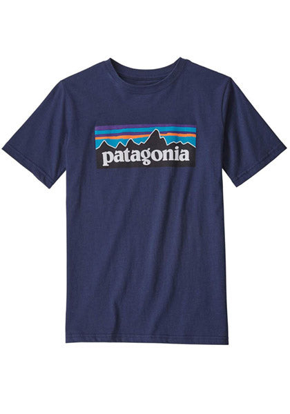 PATAGONIA BOYS P6 LOGO TEE NEW NAVY