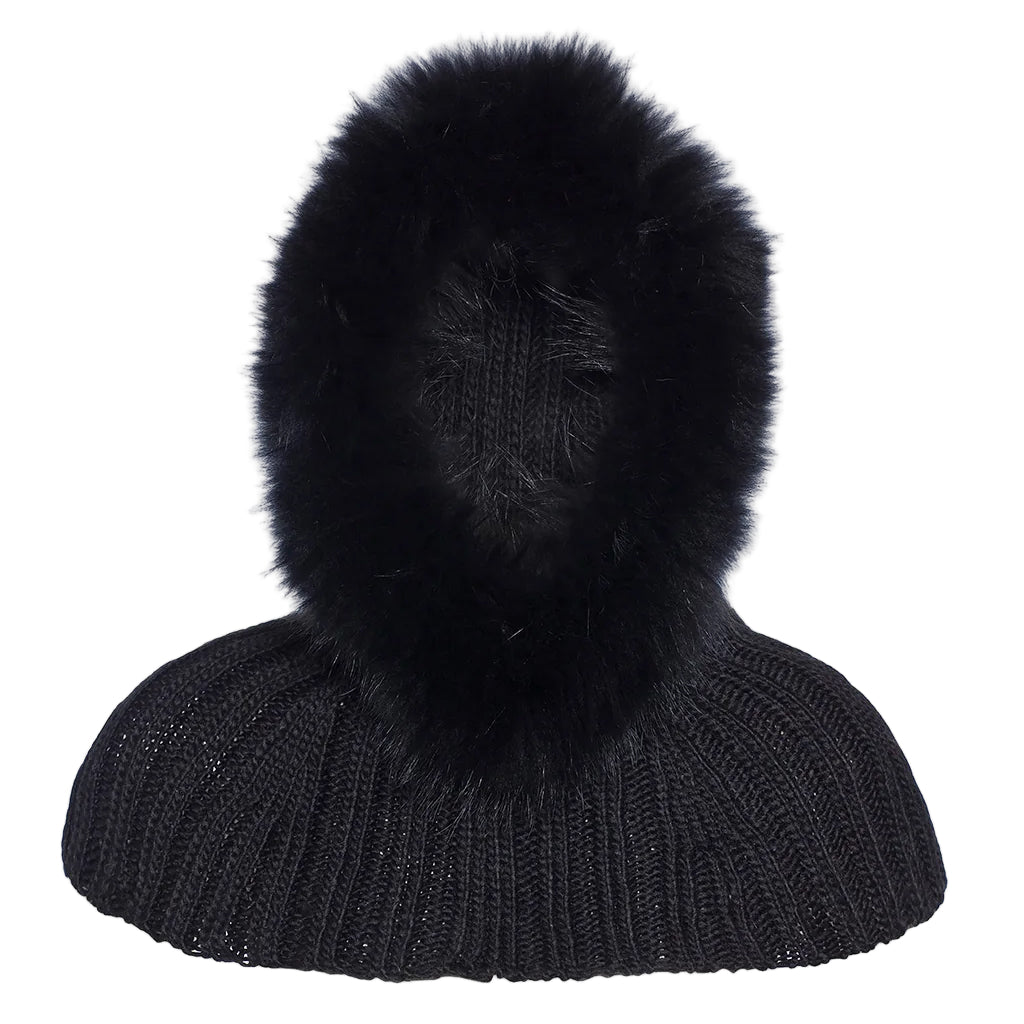 GOLDBERGH NAOMI HOODED SCARF FAUX FUR - BLACK