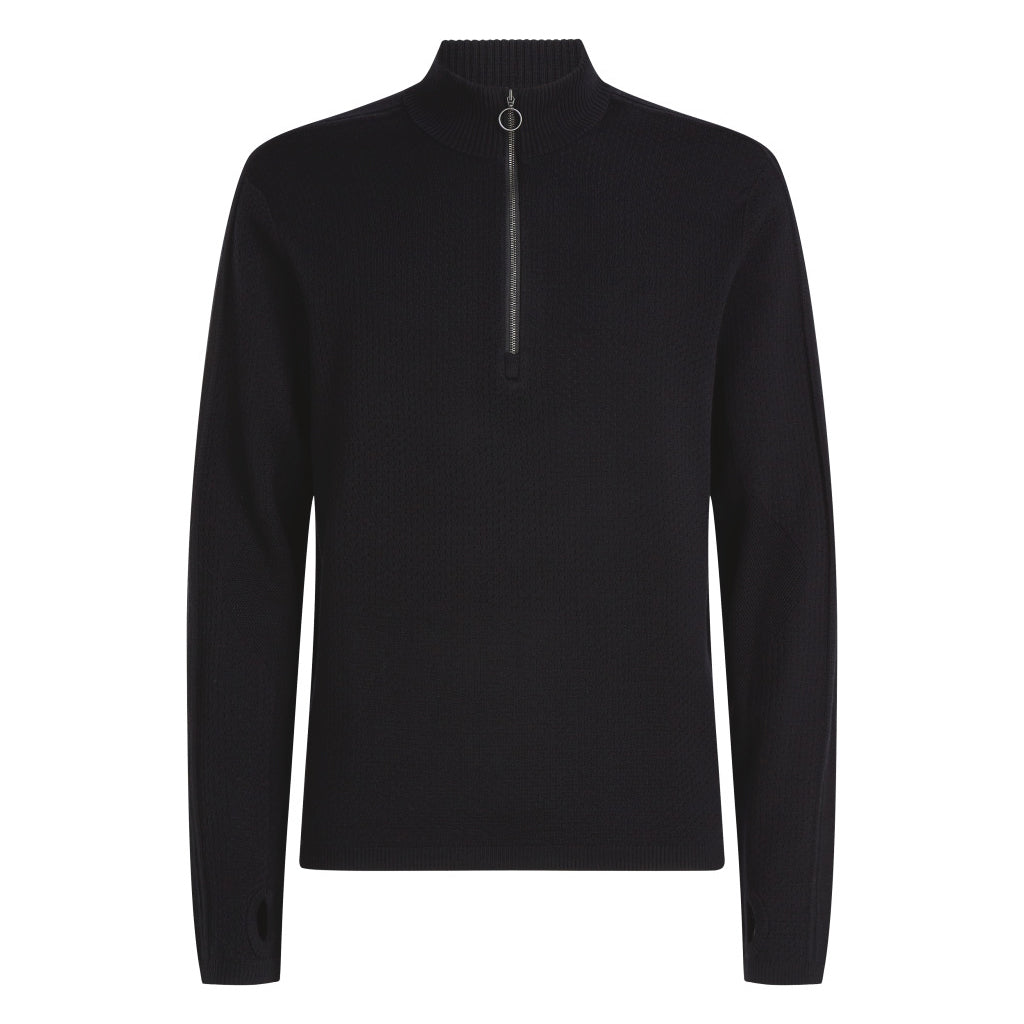 ICEBREAKER ANNIVERSARY 1/2 ZIP KNIT - BLACK