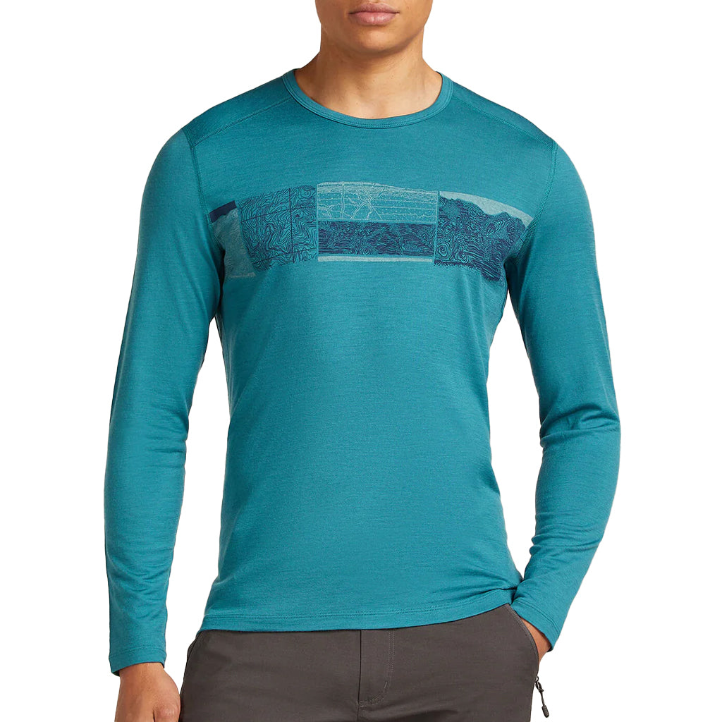 ICEBREAKER MS OASIS LS CREW-ELEVATION TOPAZ