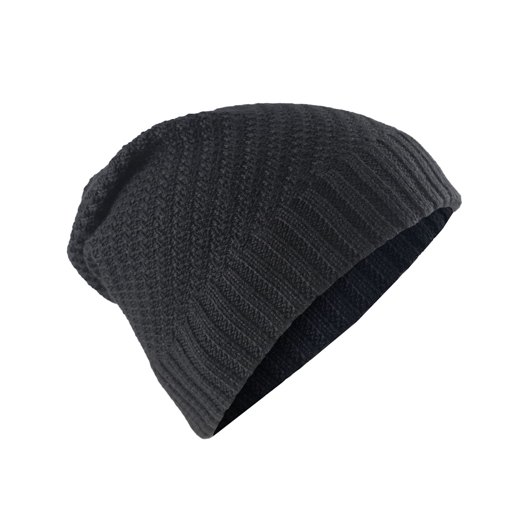 3 PEAKS MERINO SLOUCH BEANIE-BLACK