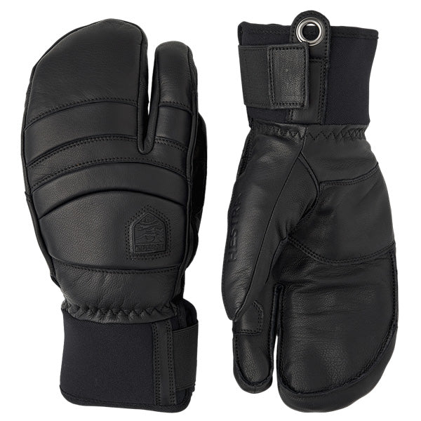 HESTRA FALL LINE  3 FINGER LEATHER GLOVE-BLACK