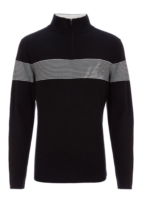 MEISTER MS AARON 1/2 ZIP KNIT - BLACK/WHITE
