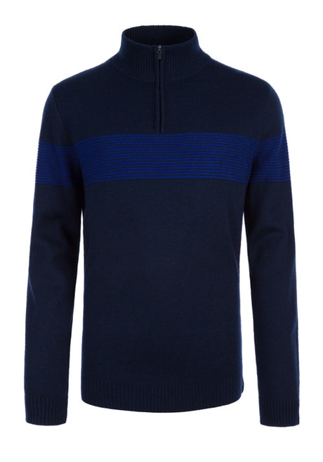 MEISTER MS AARON 1/2 ZIP KNIT - DEEP NAVY/PRISM