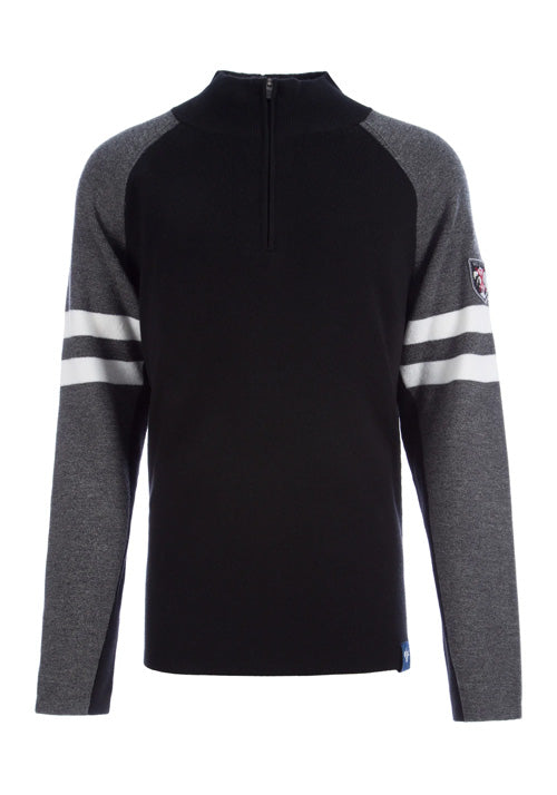 MEISTER MS NOAH RAGLAN 1/2 ZIP KNIT - BLACK/CHARCOAL/WHITE