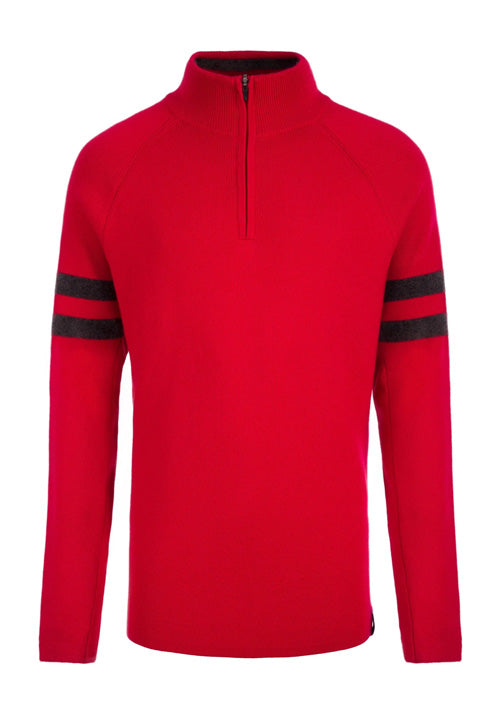 MEISTER MS NOAH RAGLAN 1/2 ZIP KNIT - RED/CHARCOAL