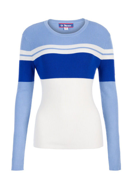 MEISTER WS RIRI RIBBED CREW - CORNFLOWER/PRISM/WHITE
