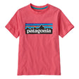PATAGONIA JNR P6 LOGO TEE- AFTERNOON PINK