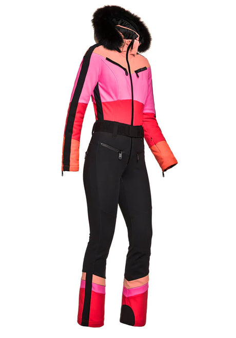 GOLDBERGH PEARL JUMPSUIT REAL FOX FUR - SALMON