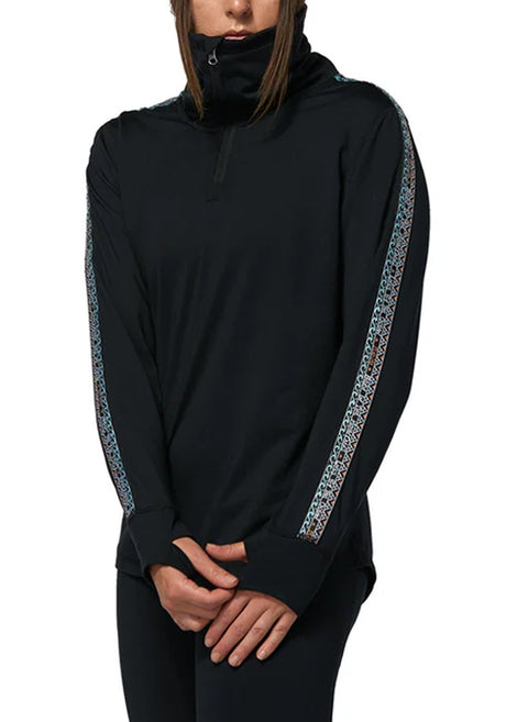 ROJO WS MOUNTAINS TO OCEAN ZIP NECK TOP - BLACK