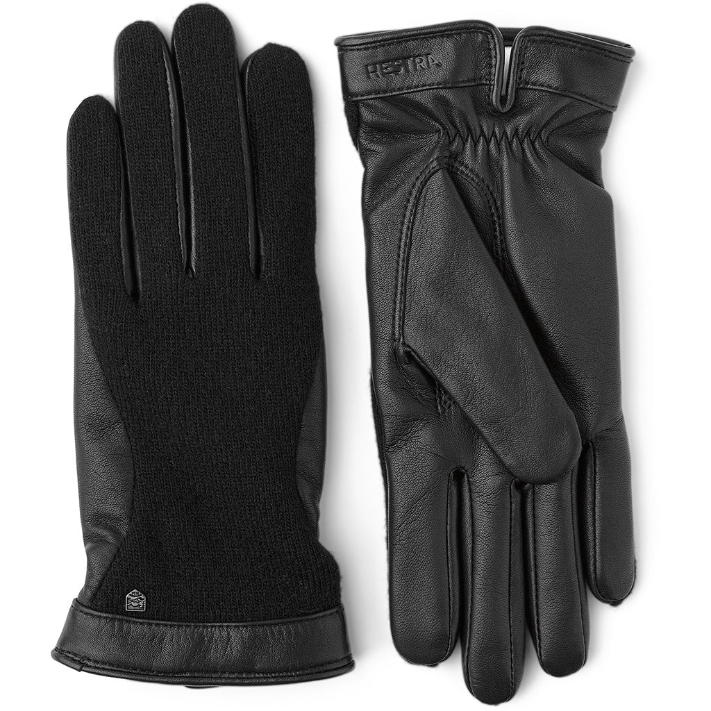 HESTRA WS SAGA WOOL/LEATHER GLOVE-BLACK