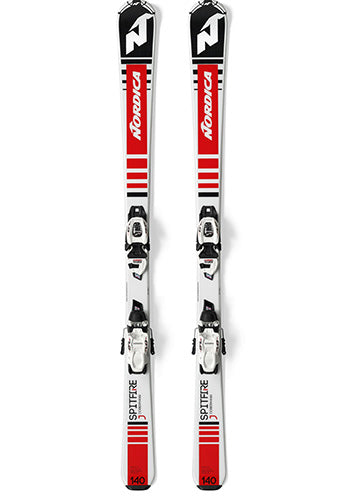 NORDICA SPITFIRE J SKIS w FDT 7.0 BINDING BLACK WHITE RED