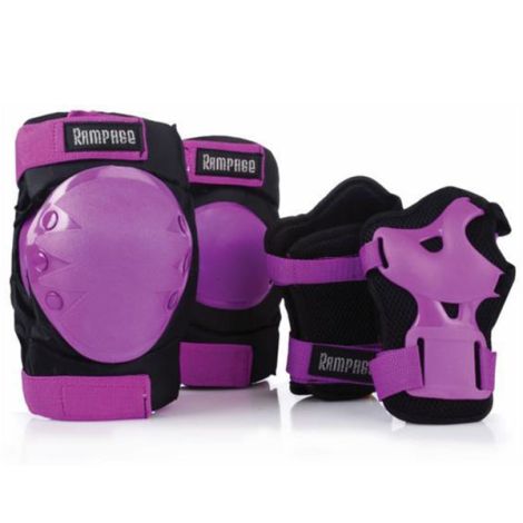 RAMPAGE TRI PACK WRIST GUARDS KNEE AND ELBOW PADS PURPLE/BLACK
